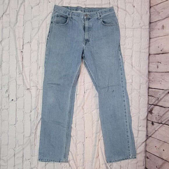 Vintage Blue Wrangler Straight Leg Jeans Mens 36w 34l - Picture 1 of 6